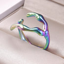 Unregelmäßige Flüssigkeitszweig 304 Edelstahlringe für Damen Herren Accessoires Modeschmuck Finger verstellbarer Ring Bague Party