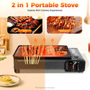 Portable Camping Grill Gas Stove, Butane Gas Burning Grill, Barbecue Grill Cooker for Ooutdoor Grilled Meat, Vegetables
