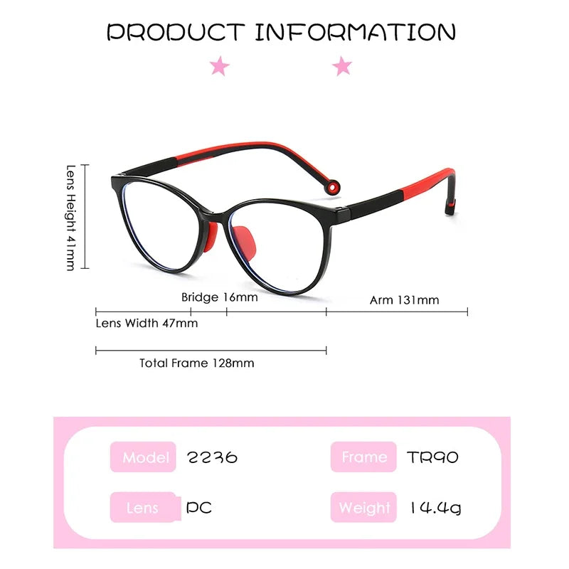 Blue Light Blocking Glasses for Kids Computer Glasses TR90 Frame Clear Lens Girl Boy Video Gaming Children Safety Eyewear