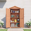 Belleze Outdoor Storage Shed With 4 Removeable Shelves, Wooden Garden Shed Lockable Tool Cabinet With Waterproof Roof, Outside