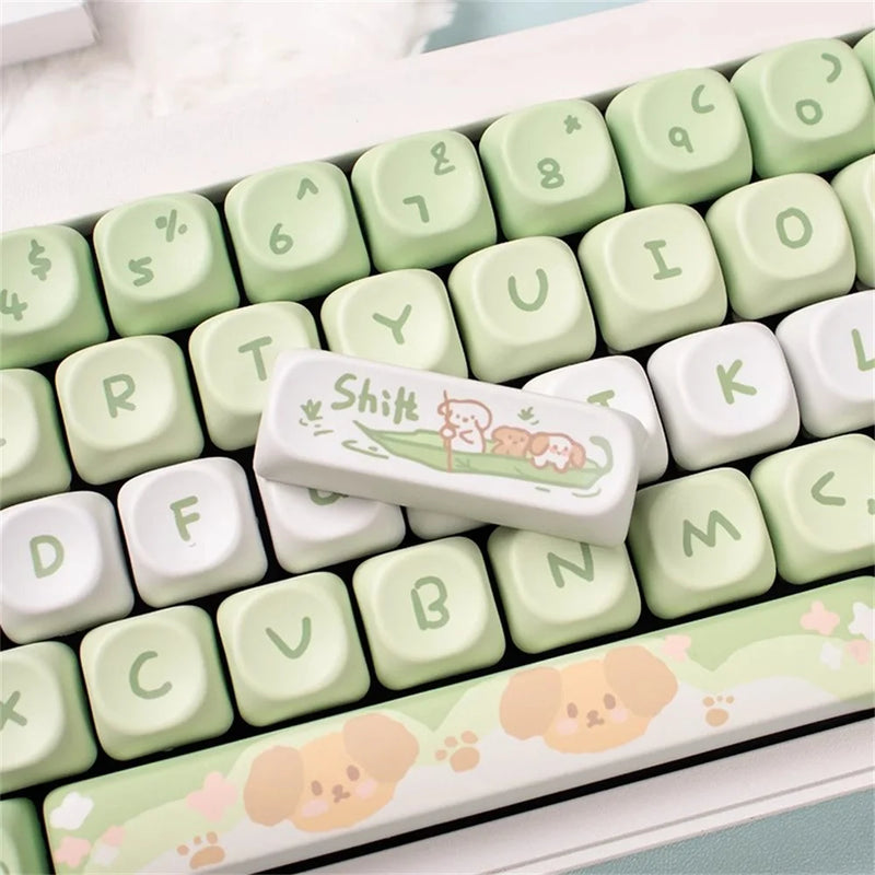 95Keys Matcha Puppy Keycaps MOA Profile PBT Key Caps Kit keyboard kit for 61/64/68/84/75/87Keys GMK67 Mechanical Keyboard Caps