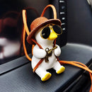 Cute Anime Cowboy Pipe Duck Car Rearview Mirror Pendant Super Cool Revolver Car Decor Pendant Auto Interior Ornament Decoration
