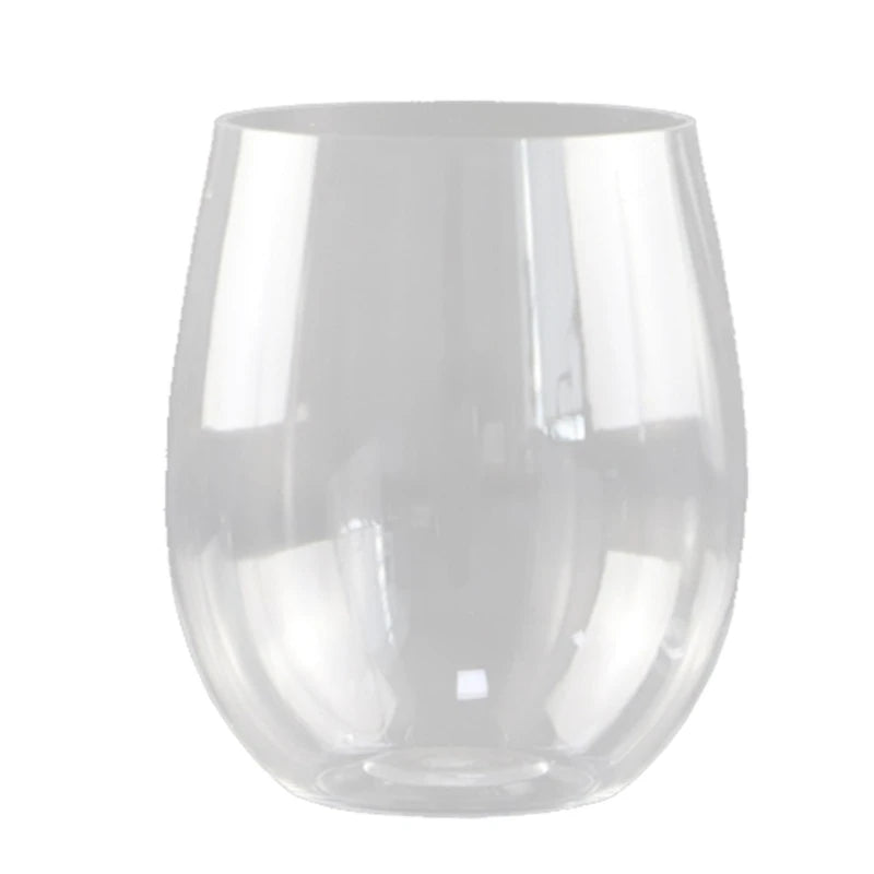 Plastic Stemless Wine Glasses Disposable 12 Oz 16 Oz Clear Plastic Wine Cups Shatterproof Recyclable and BPA Free 87HA