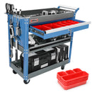 AIRAJ Heavy Duty 3-Tier Rolling Tool Cart with Drawers & Pegboard