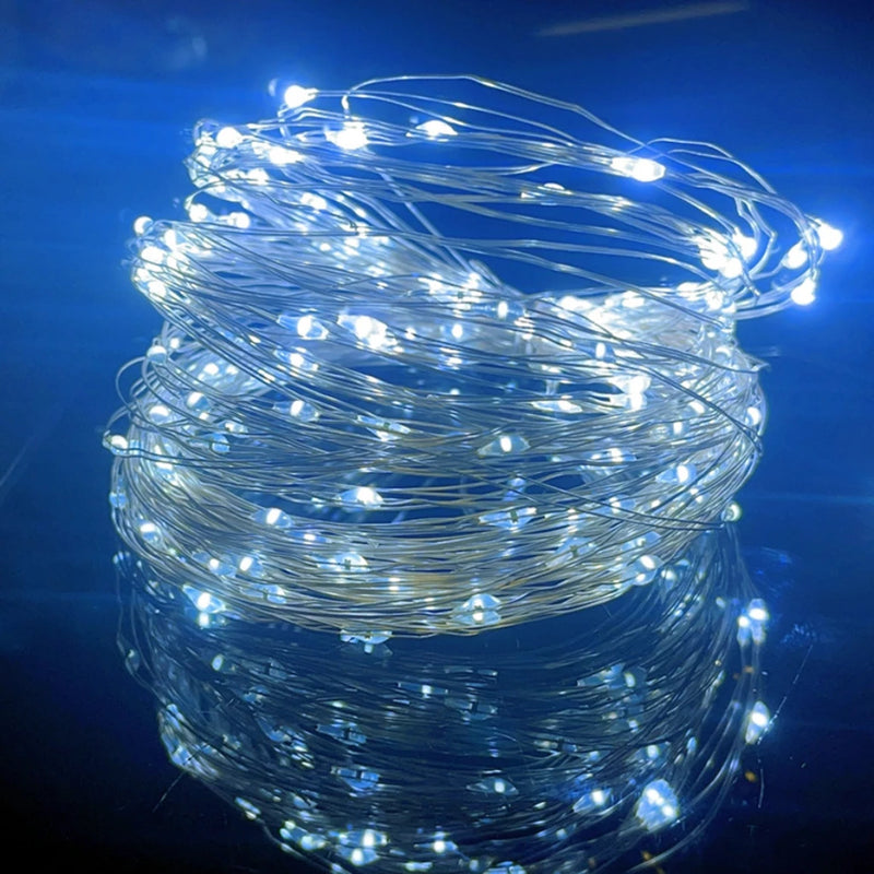 8 Functions USB LED String Lights Led Silver Wire Fairy Light Outdoor Garland Lamp For Christmas Tree Wedding Party Decoration