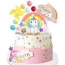 Unicorn Rainbow Cake Decorations with Rainbow Stars Unicorn Ballons Happy Birthday Cake Decorations for Boys Girls Kids Birthday