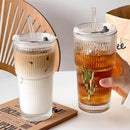 20oz Glass Cold Cup with 2-in-1 Straw Lid, Resists Lipstick Transfer, Dishwasher Safe, Great for Iced Tea and Cold Brew