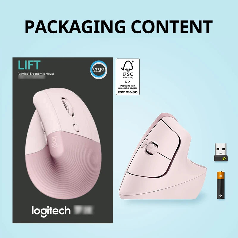 Logitech Lift Ergonomic Vertical Office Mouse Wireless Bluetooth Silent Mice Logi G For PC Computer Tablet Laptop