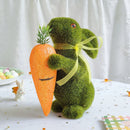 Easter Bunny Green Straw Doll Decor Moss Rabbit Egg Carrot Table Ornament Easter Spring Garden Simulated Rabbit Statue Home Deco