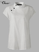 Celmia Fashion Damenblusen 2024 Sommer Baumwollleinen Blusas Mujer Stylisches weißes Hemd Elegante Kurzarmtuniken Leicht