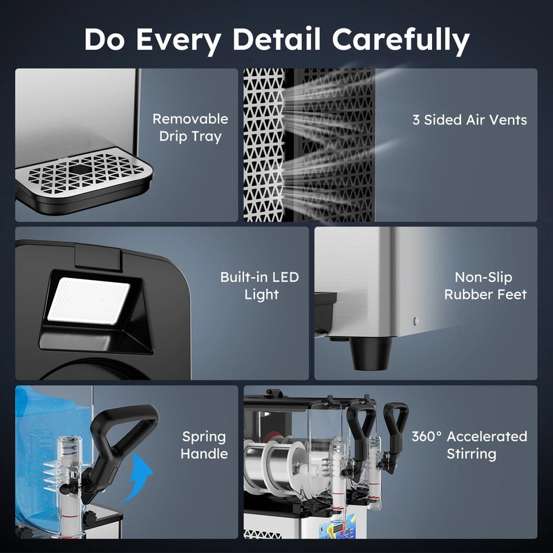 3/6L Commercial Slushie Machine Slush Maker Frozen Drink Maker Dispenser Ice-Cool Juice Smoothie Granita Vending Machine 110V