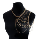 Fashionable Multi-layer Tassel Metal Ball Shoulder Chain Body Chain Personalized Spicy Girl Chest Chain Accessories