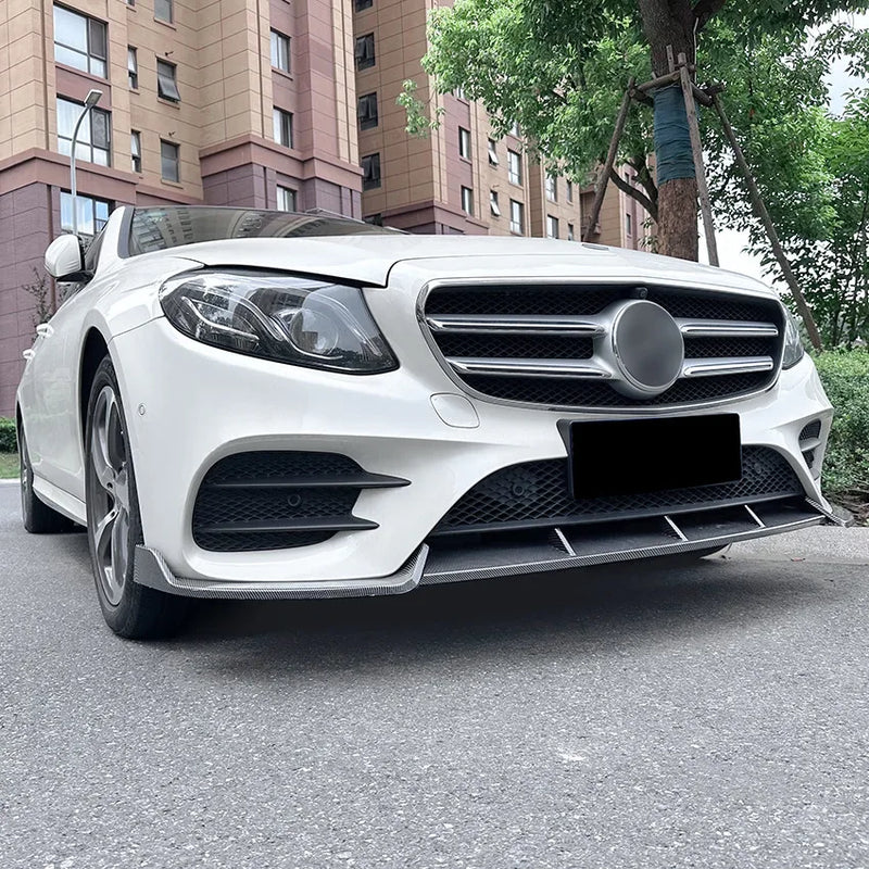 For MercedesBenz E-Class W213 E200 E220 E300 E63 AMG 2016 2017 2018 2019 2020 Front Bumper Lip Splitter Spoile Spoiler ABS Black