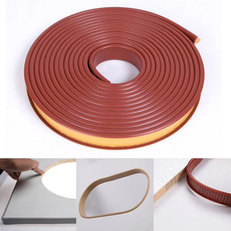 Self-adhesive Edge Banding Strip Furniture Wood Board Cabinet Table Chair Protector Cover U-shaped Silicone Rubber Seal Strip