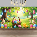 Easter Happy Theme Party Decoration Backdrop Spring Grass Flowers Rabbit Easter Egg Party Supplies Decorations Banner Gift