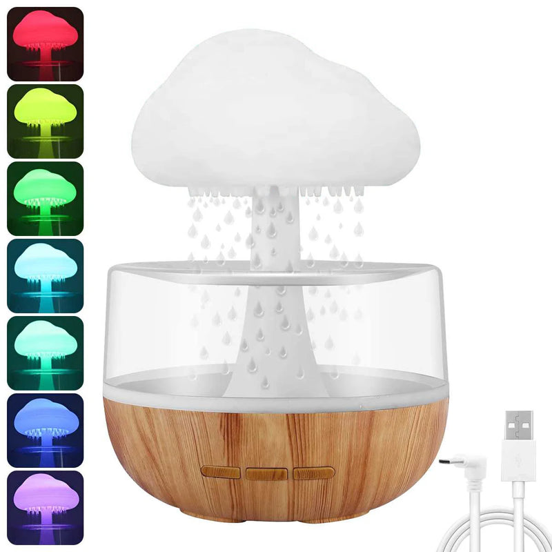 Rain Cloud Humidifier Rain Colorful Mushroom Cloud Raindrop Atmosphere Lamp Night Light Essential Oil Humidifier Machine