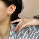 CIAXY Silver Color Hollow Heart-shaped Earrings for Women Asymmetric Double Love Small Ear Buckle Thai Silver Retro Jewelry