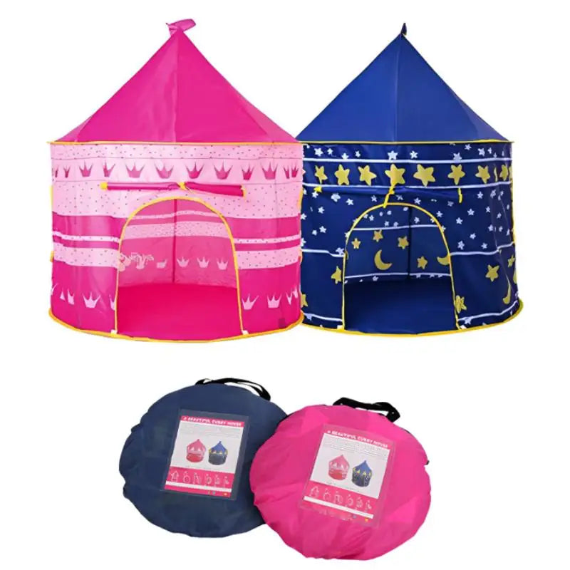 Infant Toddler Folding Tents Portable Castle Kids Pink Blue Play House Camping Toys Birthday Christmas Outdoor Gifts Room Decor