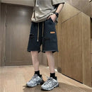 Trendige Grate und zerrissene Jeans für Herrenshorts, Fünf-Viertel-Hose, dünn, locker und elastischer Bund
