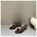 2025 Women's Summer New Fashion Square Toe Simple Solid Color Slippers Outdoor Peep Toe Casual Banquet Party Women Sandals Mujer