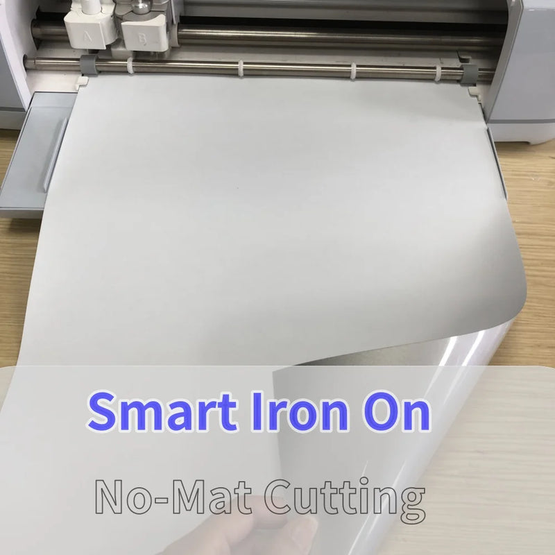 Smart Iron On Heat Transfer Vinyl for  Cricut Maker 3/Explore 3,Matless cutting for long cuts up to 12ft,Outlast 50+ Washes