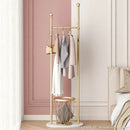 Coat Rack, Gold Garment Rack with 6 Hooks, Freestanding Clothes Stand, Metal Clothes Rail