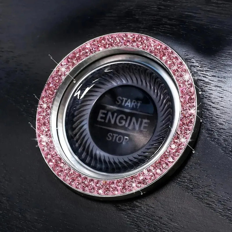 Auto Key Ring Stickers Bling Engine Start Stop Button Decoration Ring Shine Rhinestone Car One-click Engine Ignition Decals