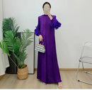 ANLAN Miyake Pleated Maxi Long Dress Mesh Petal Sleeve Half Turtleneck Formal Dresses for Women 2024 New Hot Sales 6KK9927