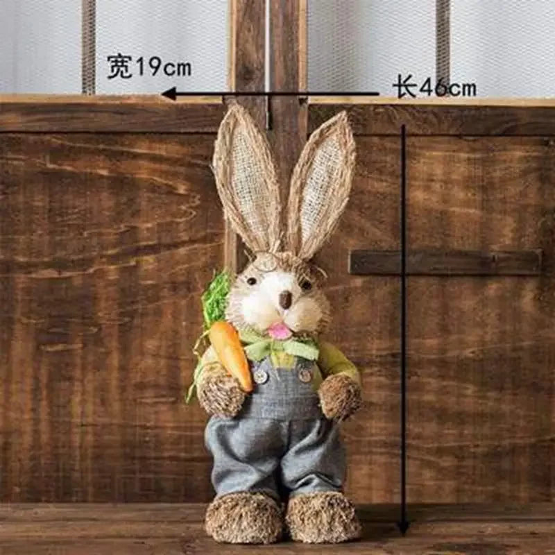 46cm Straw Woven Bunny Straw Rabbit Decoration Ornament Easter Holiday Decors Sculptures & Statuette Yard Party Home Supply