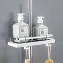Bathroom Shower Storage Rack Organizer No Drilling Lifting Rod Shower Head Holder Shower Gel Shampoo Tray Holder Pole Shelves