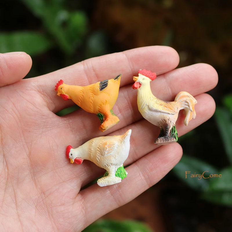 Fairy Garden Miniature Animals Items Forest Farm Garden Resin Figurines Rabbit Chicken Hutch Mini Garden Decoration Accessories