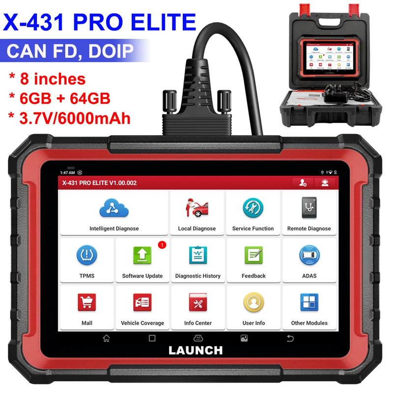 2025 New LAUNCH X431 PRO ELITE 8 inch Car Diagnostic Tools OBD OBD2 Scanner All System CAN FD DOIP Bidirectional 32 Reset Coding