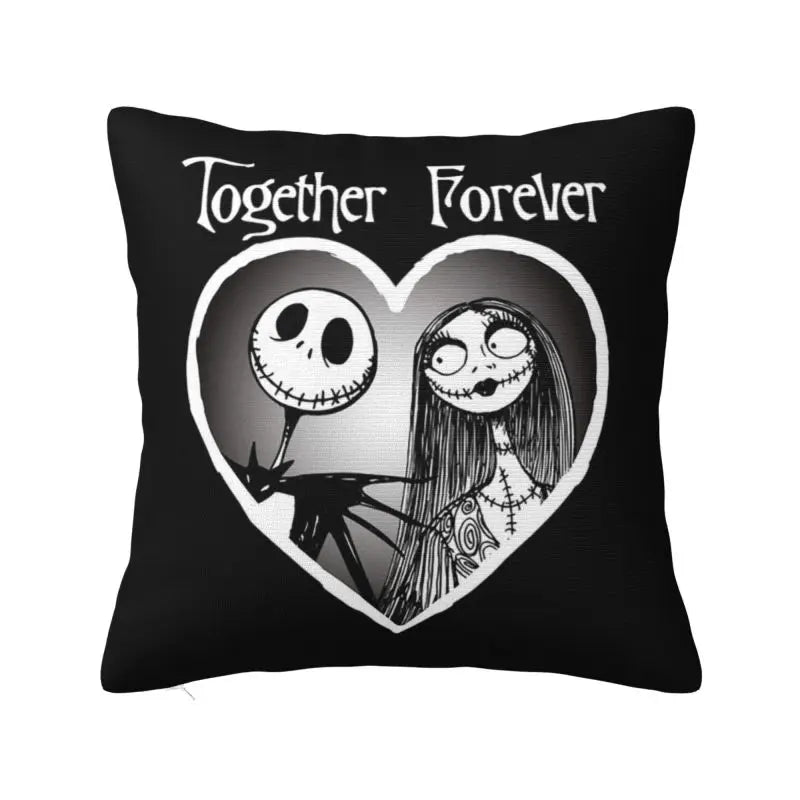 Custom Halloween Skull Jack Sally Throw Pillow Case Home Decor Nightmare Before Christmas Movie Cushion Cover Square Pillowcase