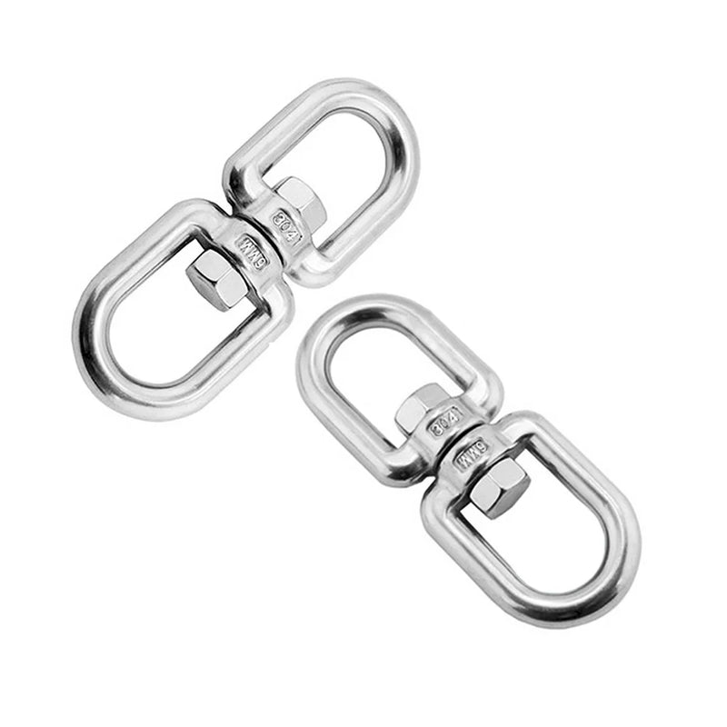 2Pc Double Ended Swivel Eye Hook 304 Stainless Steel Rotation Buckle Swivel Shackle Ring Outdoor Rock Climbing Hiking Carabiner