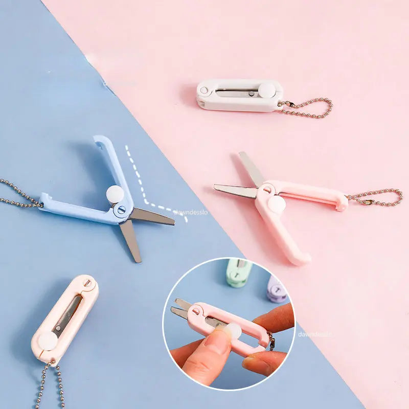 Creative Mini Portable Folding Scissors Morandi Simple Paper-Cutting Art Tool Stationary Scissors Office School Supplies