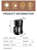 SOKANY CM102 Filterkaffeemaschine für 6 Tassen, Tropfschutz, Kaffeemaschine, 750 ml Karaffe aus Borosilikatglas, elektrische Kaffeemaschine