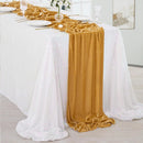 4Pcs-29x120 Inches Gold Velvet Table Runner, 10ft Luxurious Wedding Reception Decorations Soft Velvet Fabric Table Linen Overlay