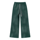 2025 Winter New Fleece Sweatpants Men Splashing Ink Spray Dyeing Wash Distressed Wide Joggers Grinding Edges Baggy Plush Pants