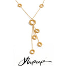 Yhpup Edelstahl Runde Hohlquasten-Anhänger-Halskette Neuheiten 16K PVD-beschichteter Mode-Charm-Schmuck für Frauen