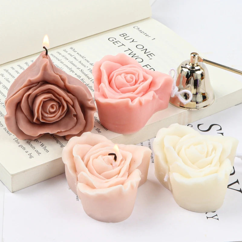 3D Love Rose Candle Silicone Mold DIY Heart Flowers Candle Making Soap Resin Chocolate Mold Valentine's Gifts Craft Home Decor