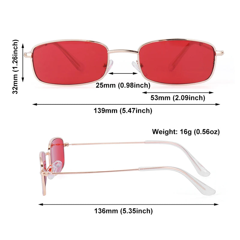 Men Women Eyewear Clear Lens Metal Sun Glasses Brand Shades Vintage Rectangle Sunglasses Small Oval Women's Sunglasses