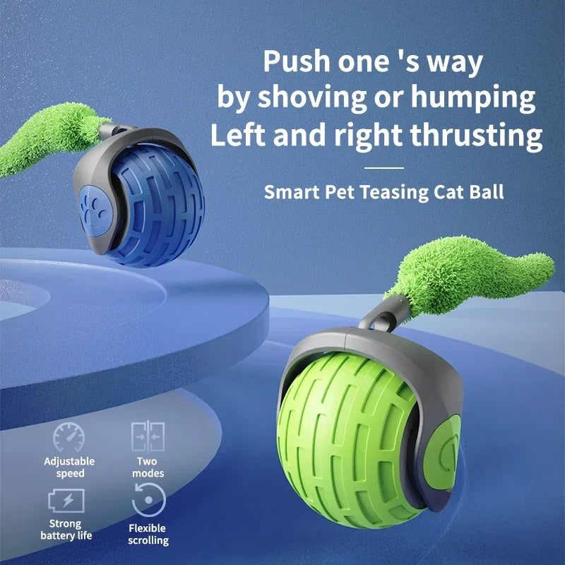 Speedy Tail 2.0 Interactive Cat Toy Rechargeable Smart Electric Rolling Ball with 2 Modes Automatic Simulated Tail for Cats