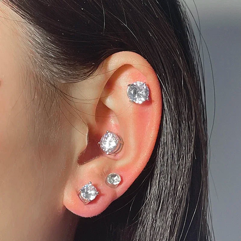 Fashion Magnetic Stud Earring Men Women Shining Magnet Ear Studs Zircon Stone Ear Clip Non-piercing Earrings Jewelry Accessories