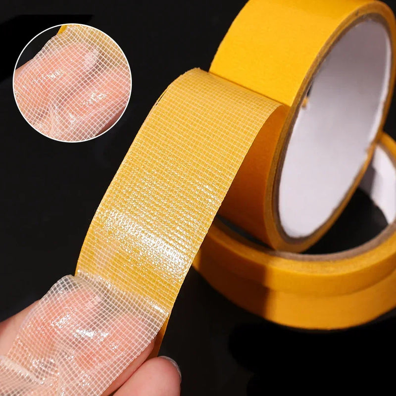 High Viscosity Double Sided Traceless Tapes Cloth Base Grid Strong Sticky Strips Waterproof Carpet Adhesive Fiber Gummed Tape