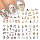 12Pcs Lovely Rabbit Easter Nail Art Stickers Kawaii Animals Carrot Bunny Decals Design Water Transfer Decoration Manicure CHBN
