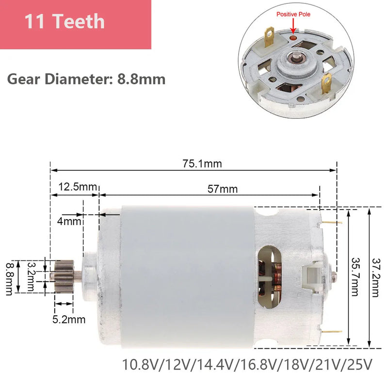 RS550 DC Motor 10.8V/12V/14.4V/16.8V/18V Electric Motor Engine High Torque Gear Box for Electric Drill / Saw Screwdriver