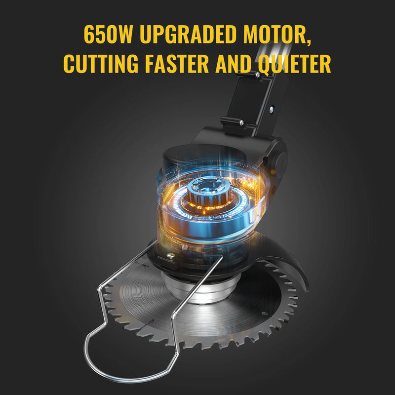 Conentool 21V Cordless Electric Lawn Mower 2*Batteries Grass Trimmer Adjustable Length Lightweight Household Garden Yard Cutting