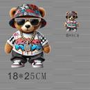 Playful Bear Ironed Sticker Clothes DTF Halloween Thanksgiving Fashion T-shirt Hoodie DIY Jacket Patch Heat Transfer Sticker