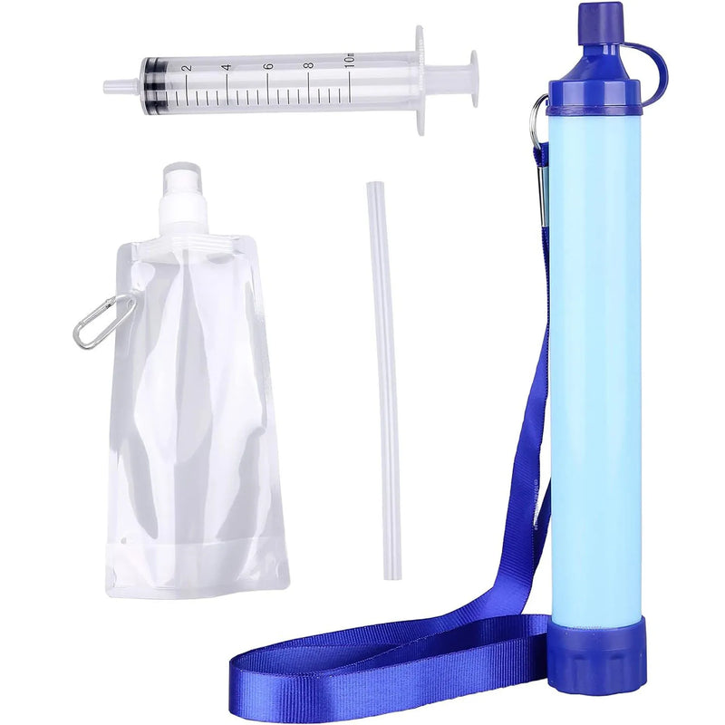 10000 Gallons Outdoor Personal Water Filter 0.01Mi 4-Stage Filtration System Portable Water Purifier Survival Straws for Travel