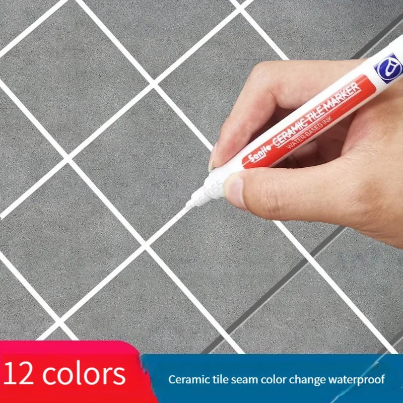 Haile 12Color Waterproof White Grout Tile Lines Marker Pens Gaps Repair Bathroom Porcelain Filling Grout Paint and Sealer Pen